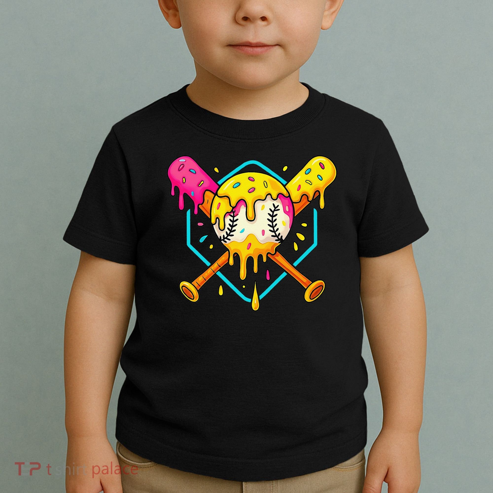 Baseball Drip For Home Plate Ice Cream Drip Sport Toddler T-Shirt