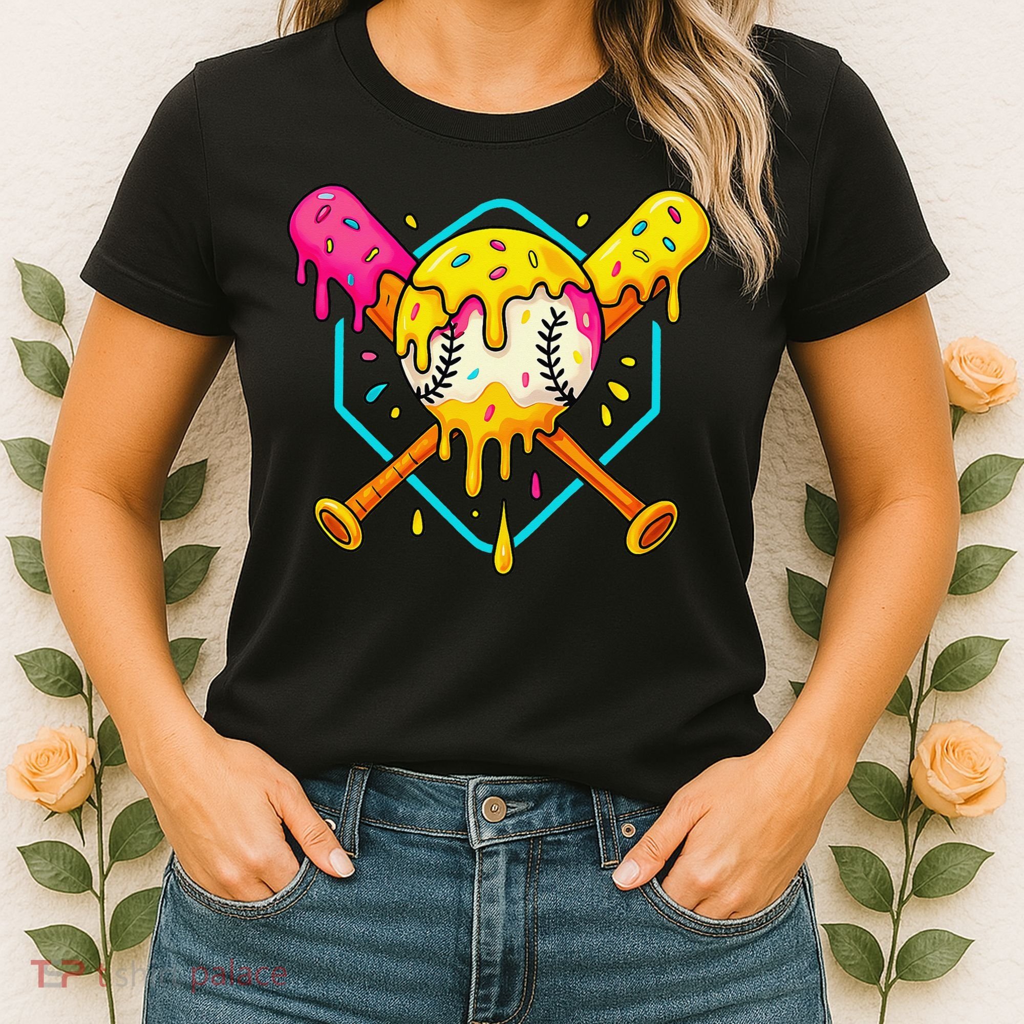 Baseball Drip For Home Plate Ice Cream Drip Sport Women's T-Shirt