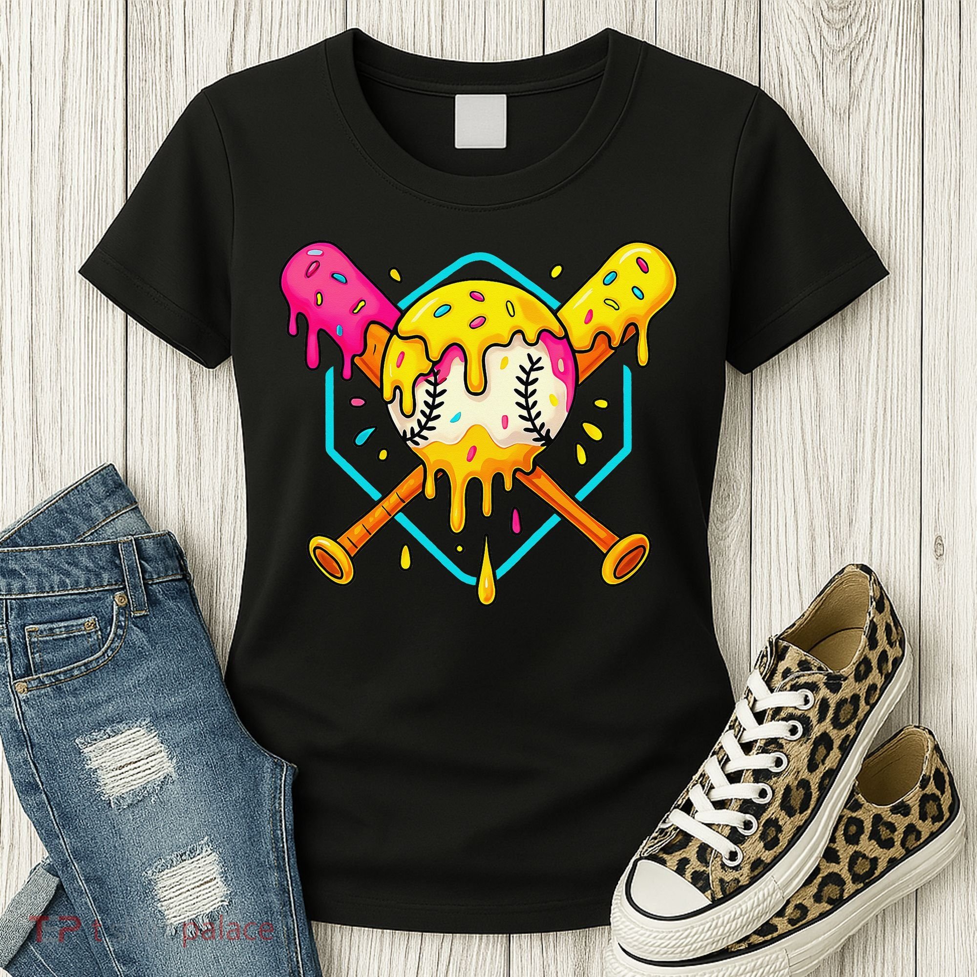 Baseball Drip For Home Plate Ice Cream Drip Sport Women's T-Shirt