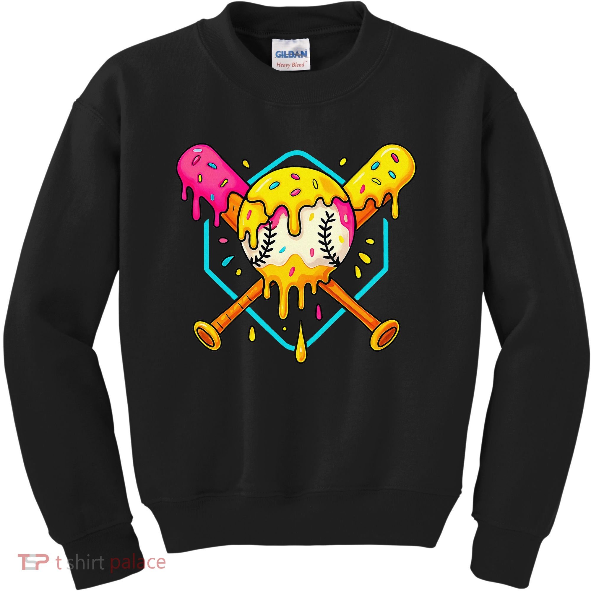 Baseball Drip For Home Plate Ice Cream Drip Sport Kids Sweatshirt