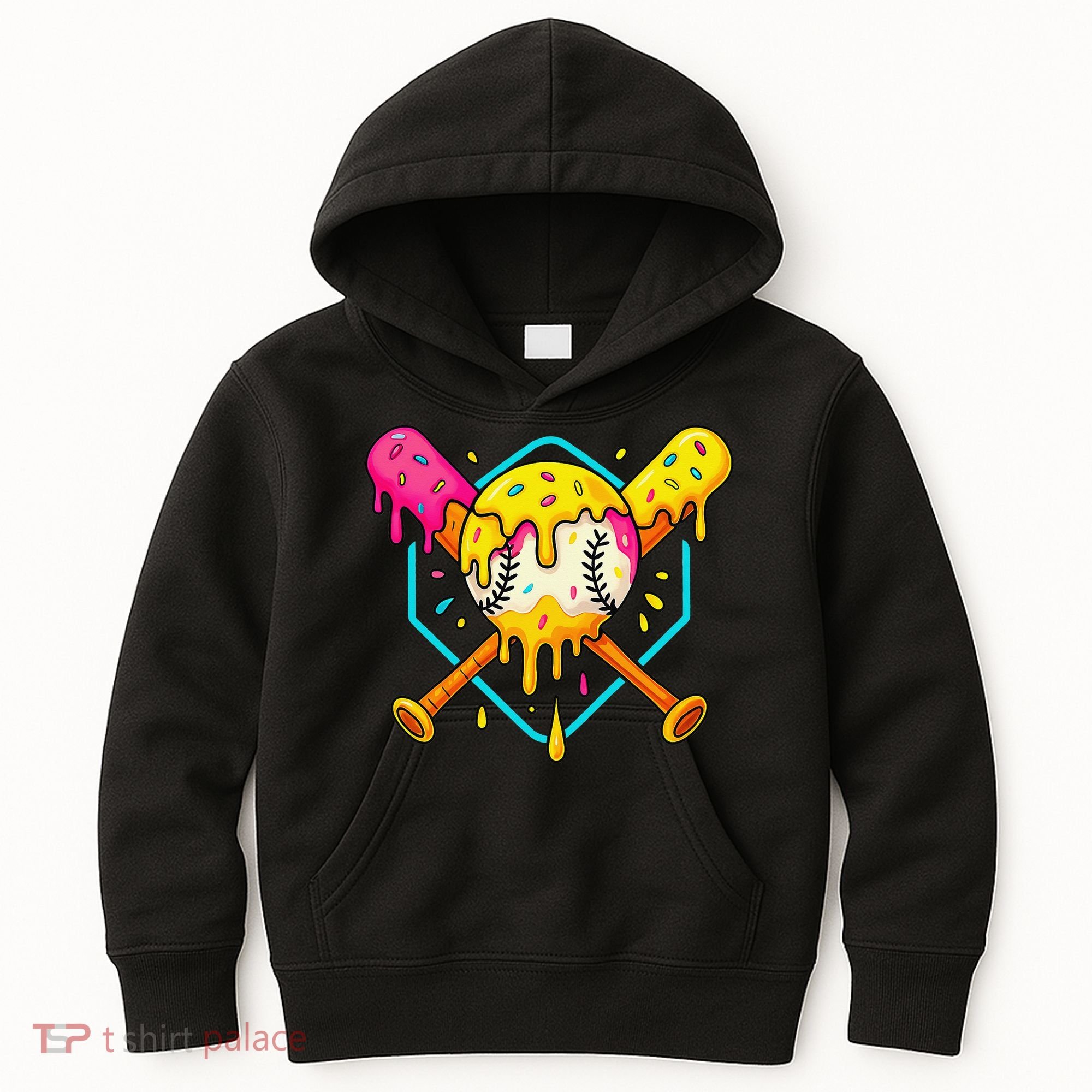 Baseball Drip For Home Plate Ice Cream Drip Sport Kids Hoodie