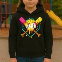Baseball Drip For Home Plate Ice Cream Drip Sport Kids Hoodie thumb 3