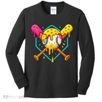Baseball Drip For Home Plate Ice Cream Drip Sport Kids Long Sleeve Shirt thumb 0