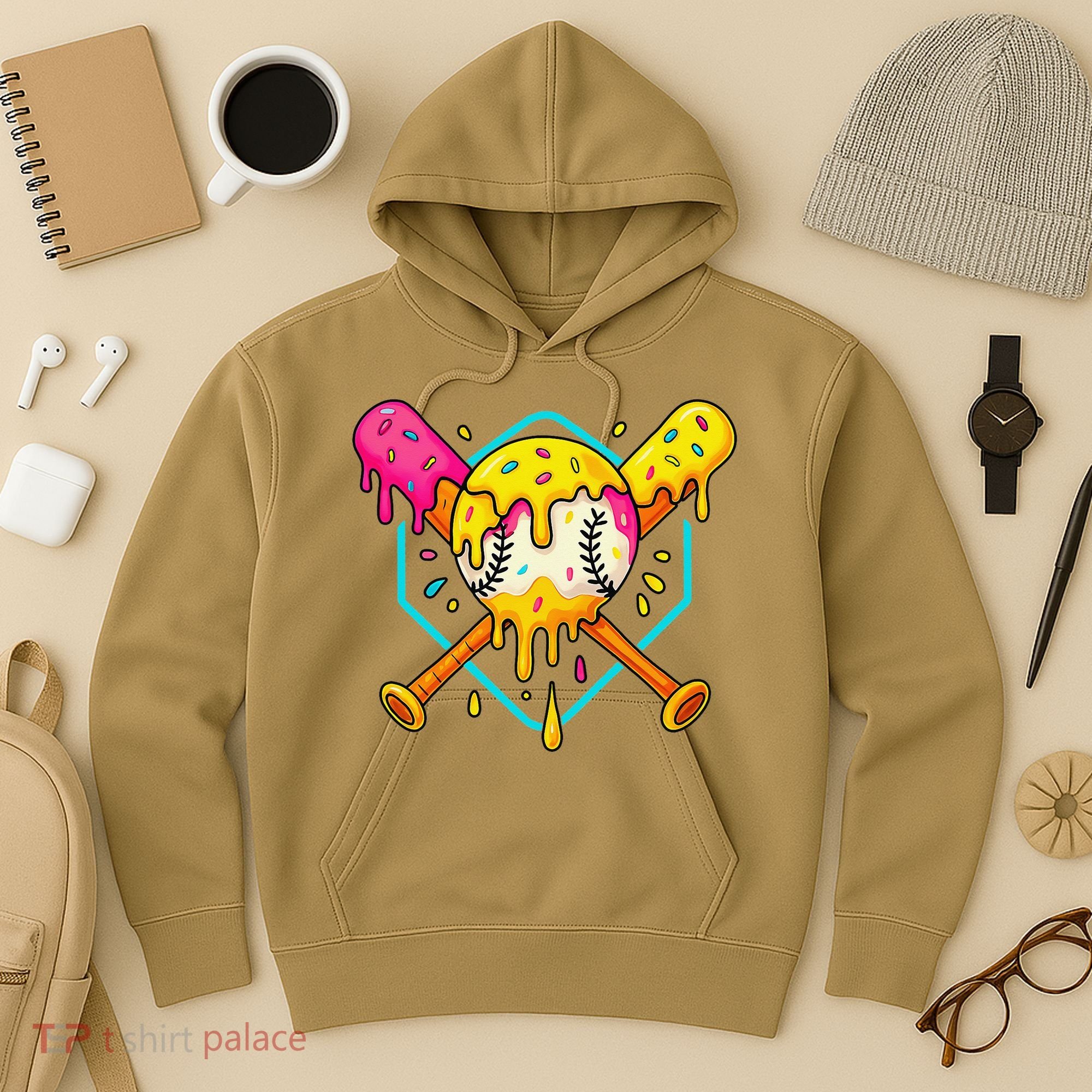 Baseball Drip For Home Plate Ice Cream Drip Sport Hoodie