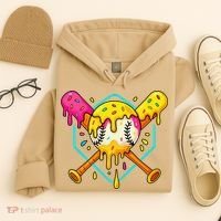 Baseball Drip For Home Plate Ice Cream Drip Sport Hoodie thumb 4