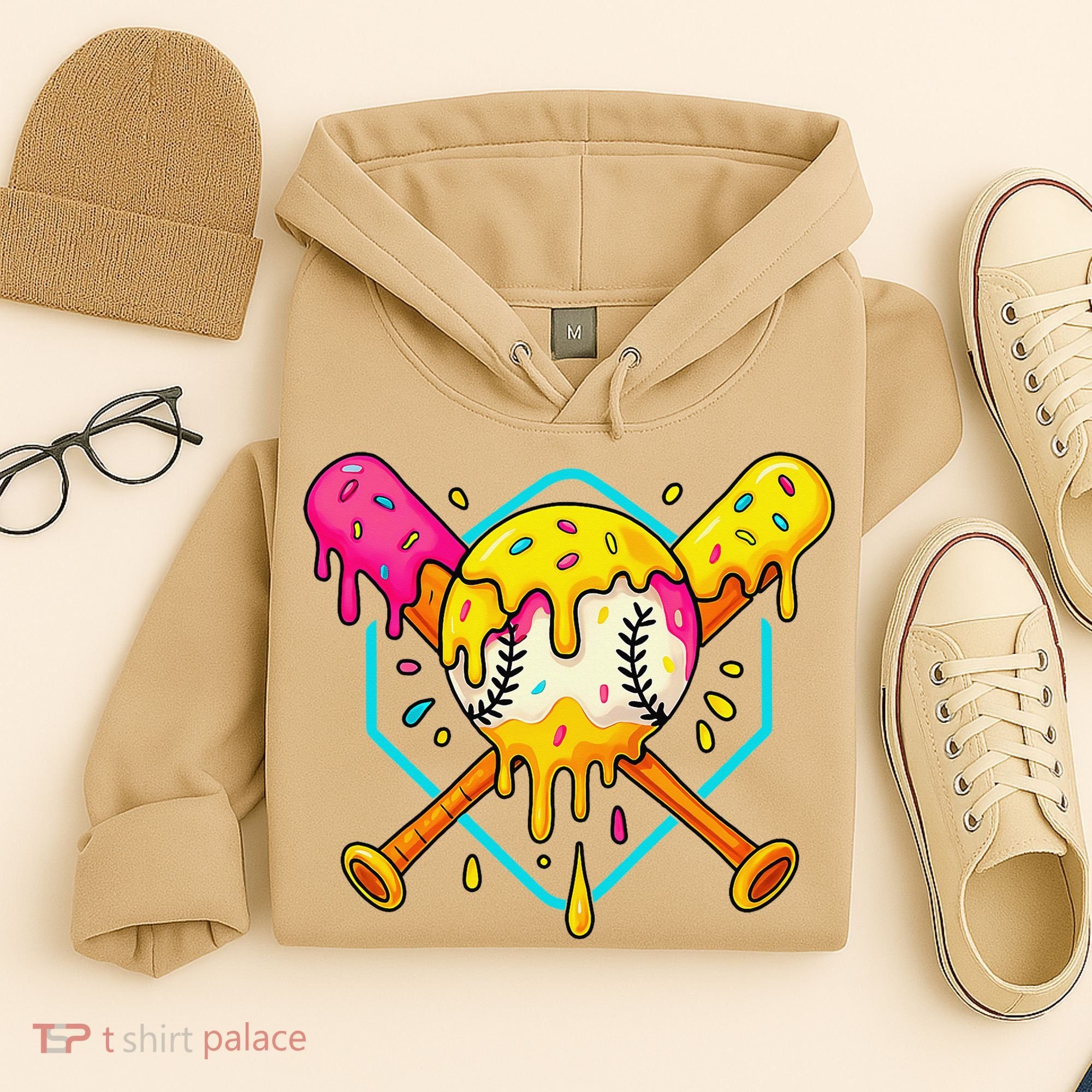 Baseball Drip For Home Plate Ice Cream Drip Sport Hoodie