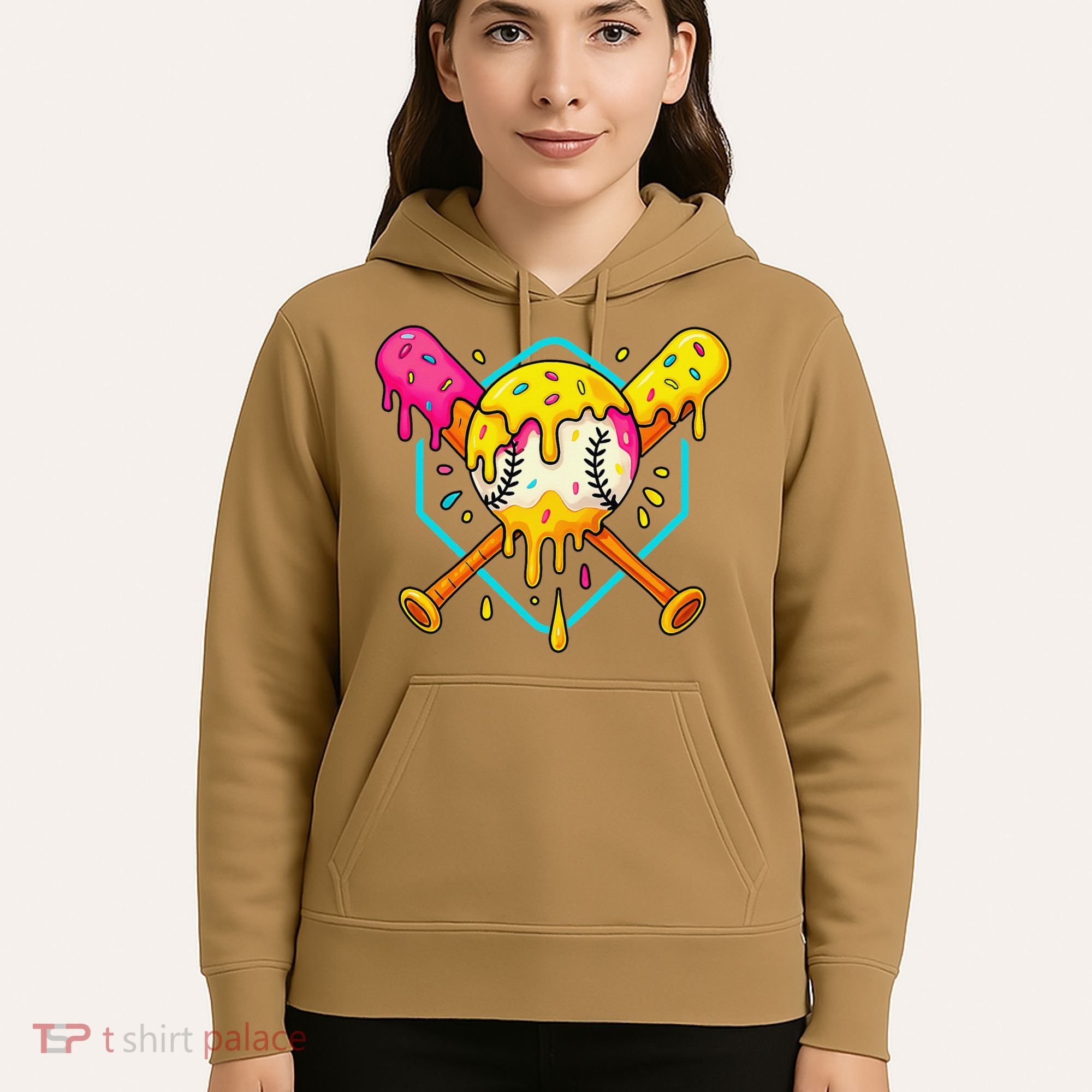 Baseball Drip For Home Plate Ice Cream Drip Sport Hoodie