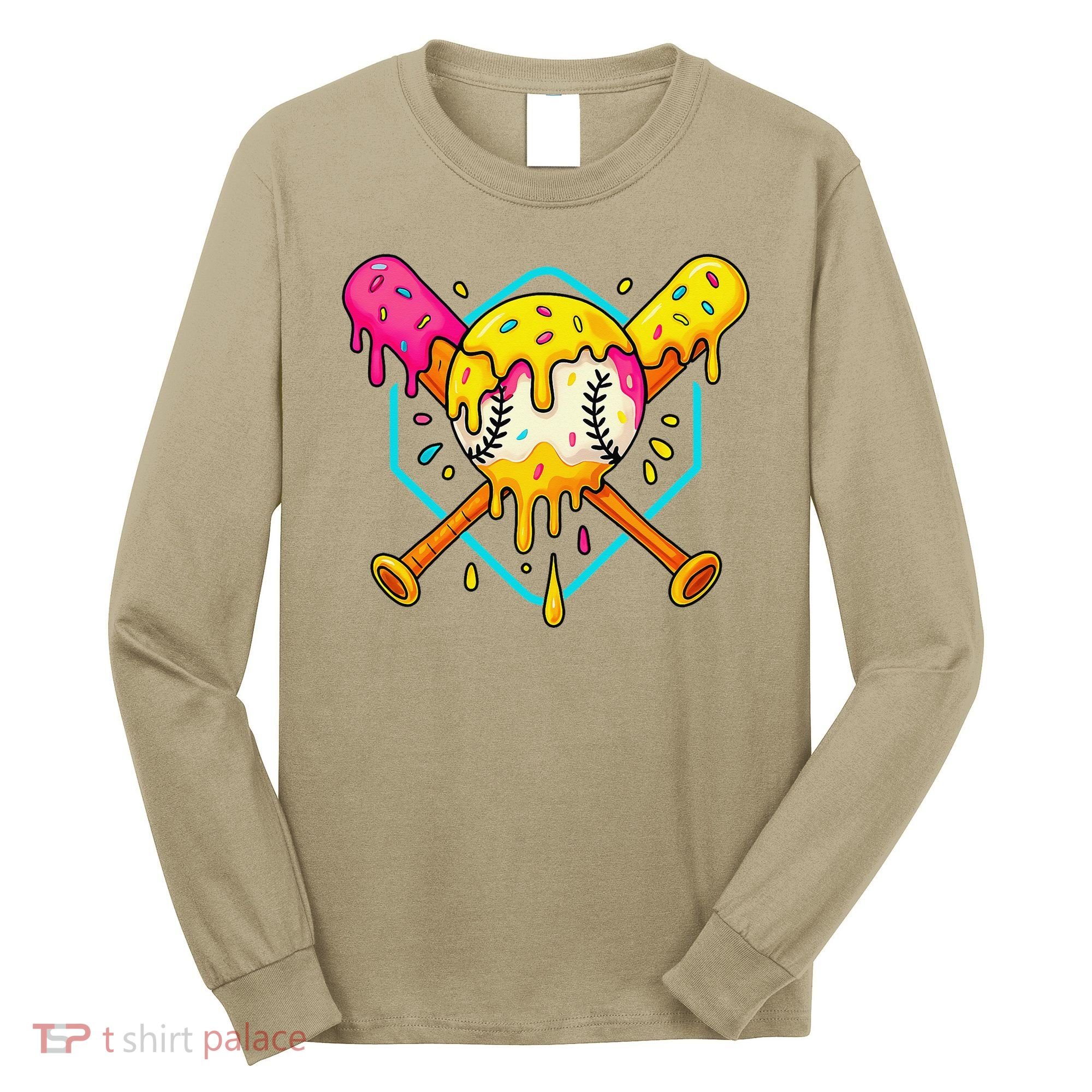 Baseball Drip For Home Plate Ice Cream Drip Sport Long Sleeve Shirt
