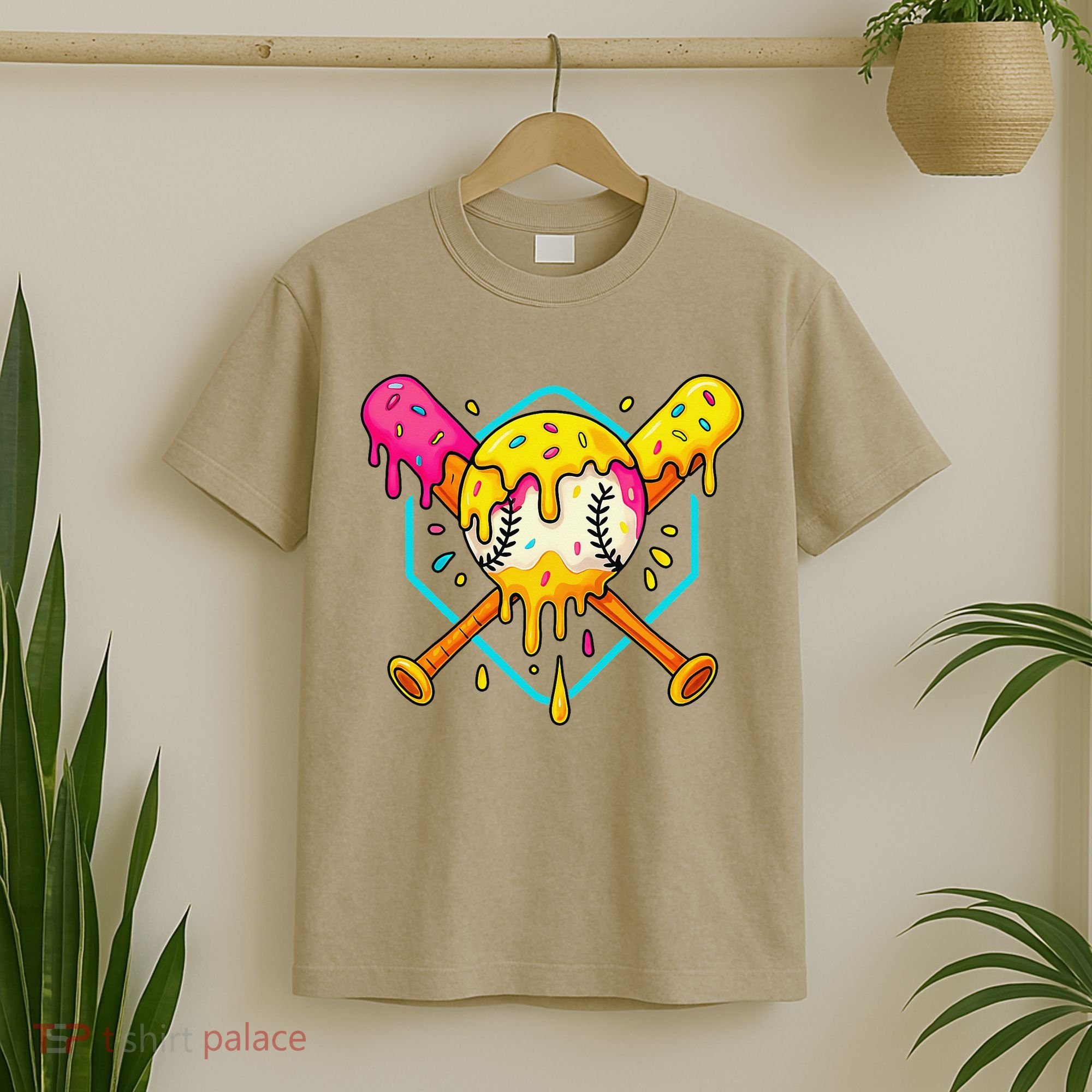 Baseball Drip For Home Plate Ice Cream Drip Sport T-Shirt