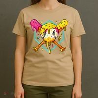 Baseball Drip For Home Plate Ice Cream Drip Sport T-Shirt thumb 4