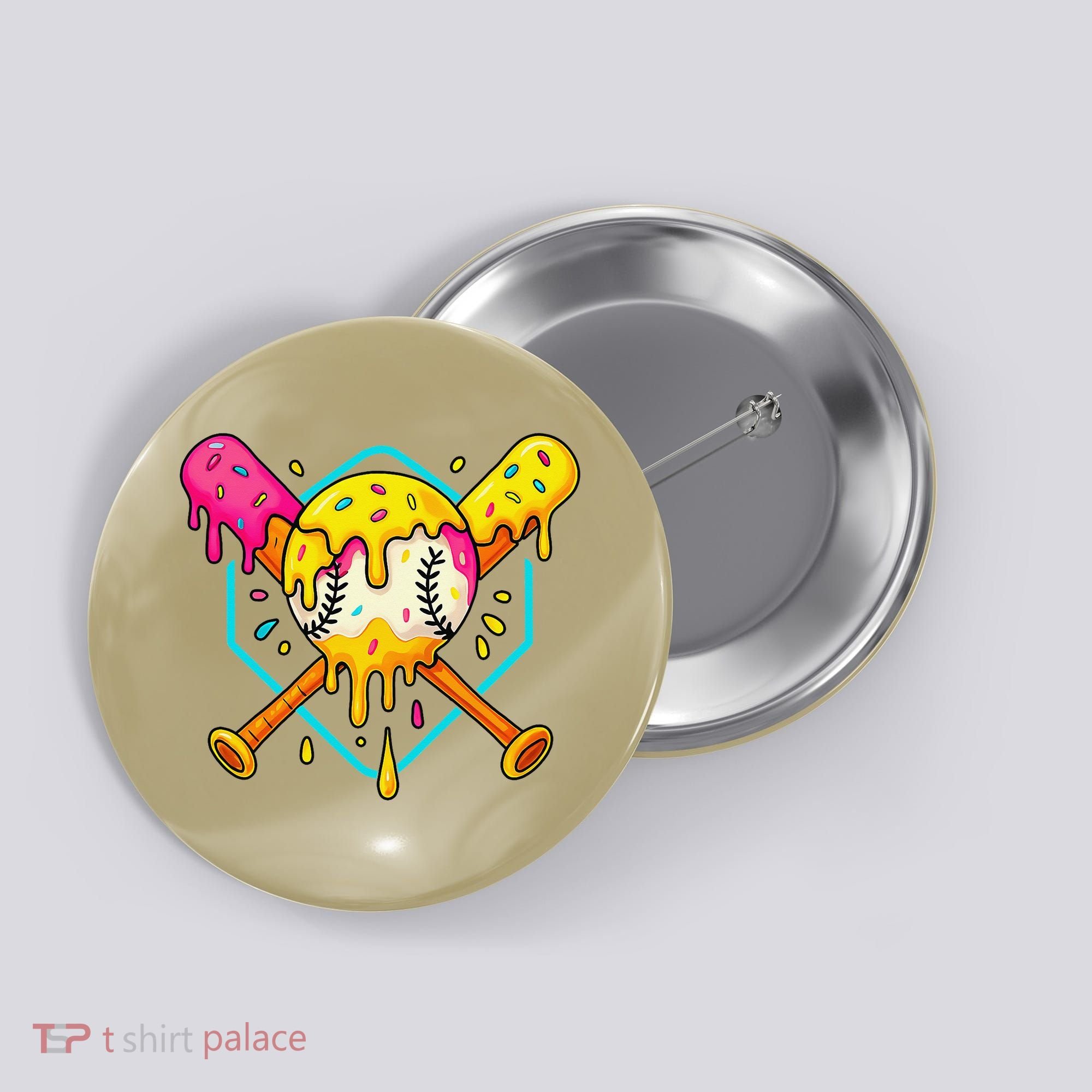 Baseball Drip For Home Plate Ice Cream Drip Sport Button