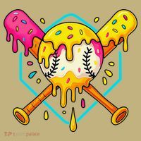 Baseball Drip For Home Plate Ice Cream Drip Sport Button thumb 1