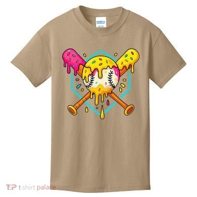 Baseball Drip For Home Plate Ice Cream Drip Sport Kids T-Shirt