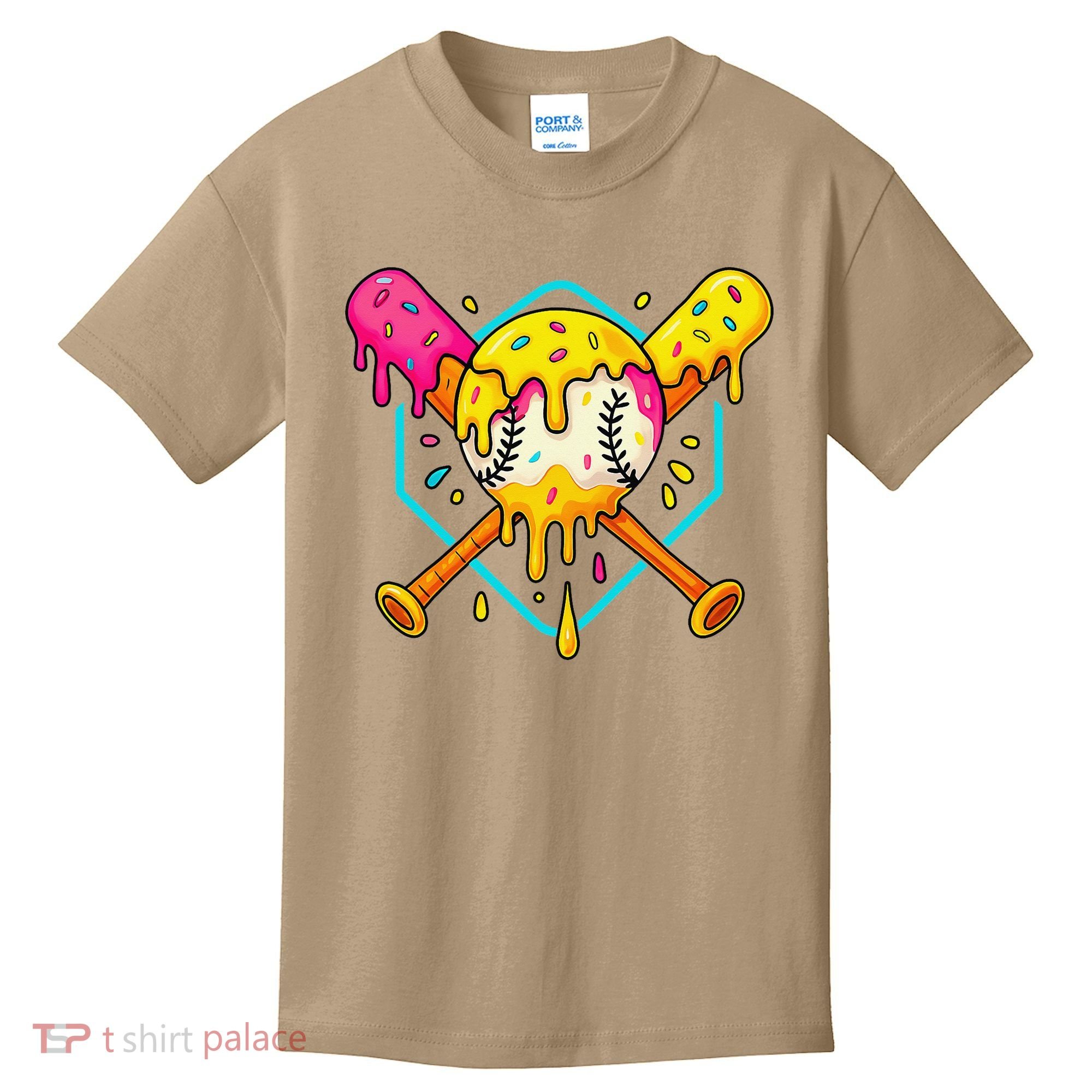 Baseball Drip For Home Plate Ice Cream Drip Sport Kids T-Shirt