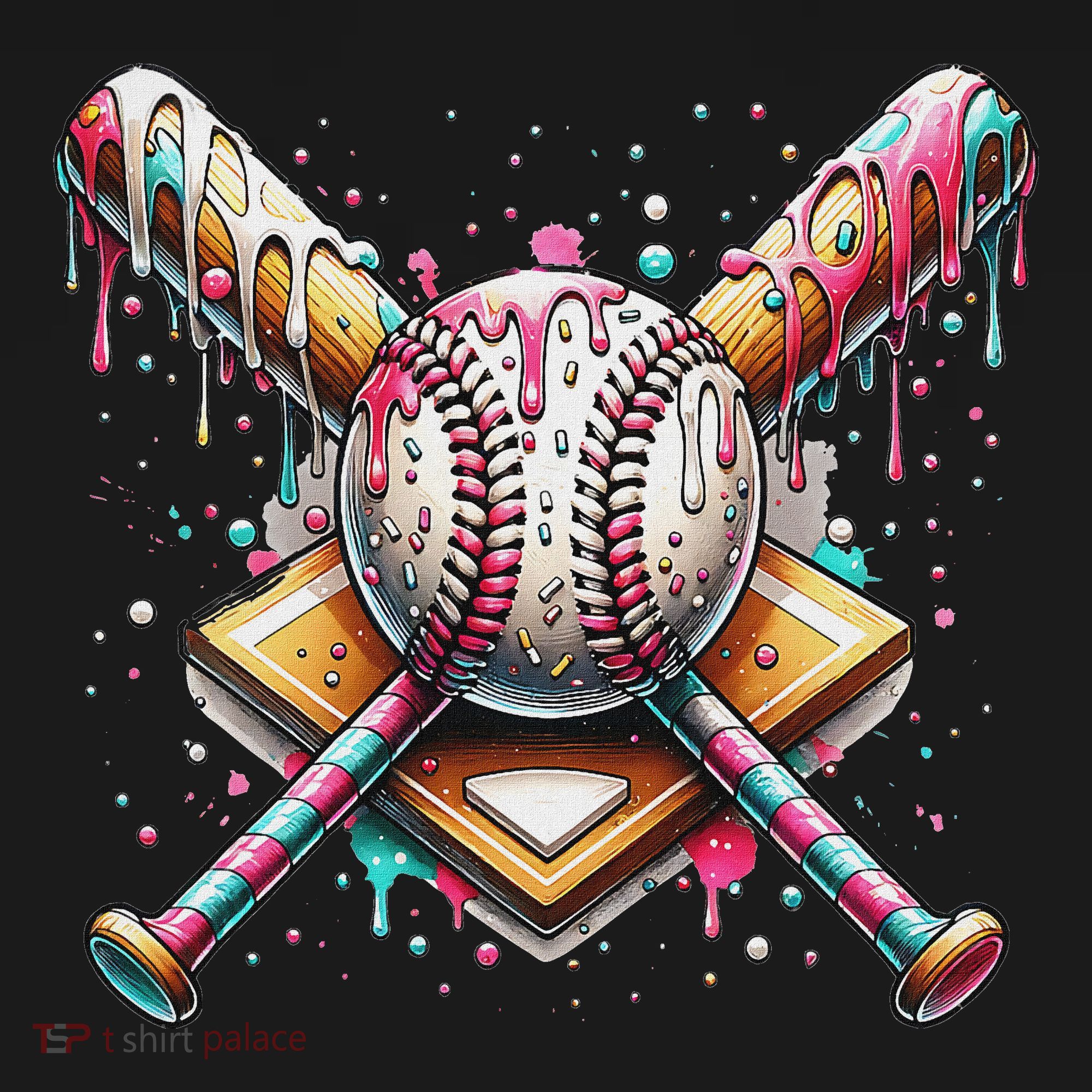 Baseball Drip For Ice Cream With Sprinkles Drip Polo