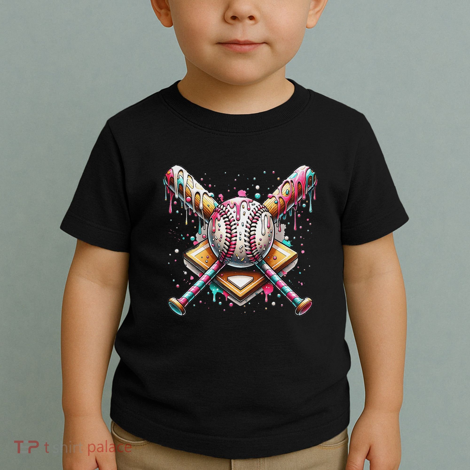 Baseball Drip For Ice Cream With Sprinkles Drip Toddler T-Shirt