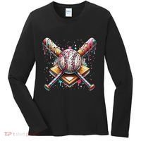 Baseball Drip For Ice Cream With Sprinkles Drip Women's Long Sleeve Shirt thumb 0