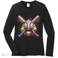Baseball Drip For Ice Cream With Sprinkles Drip Women's Long Sleeve Shirt thumb 0