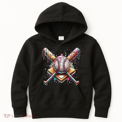 Baseball Drip For Ice Cream With Sprinkles Drip Kids Hoodie
