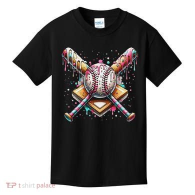 Baseball Drip For Ice Cream With Sprinkles Drip Kids T-Shirt