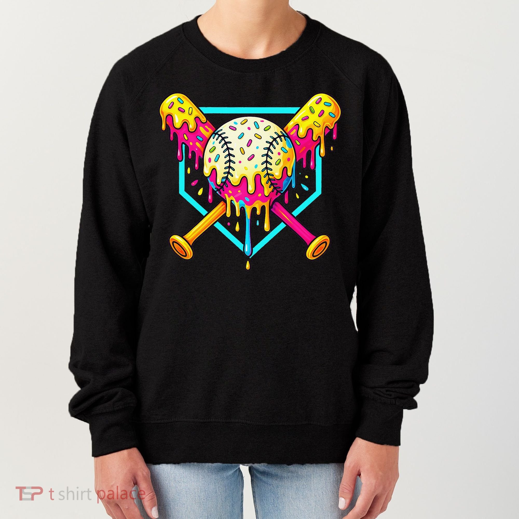 Baseball Drip For Home Plate Ice Cream Drip Sport Women's Sweatshirt