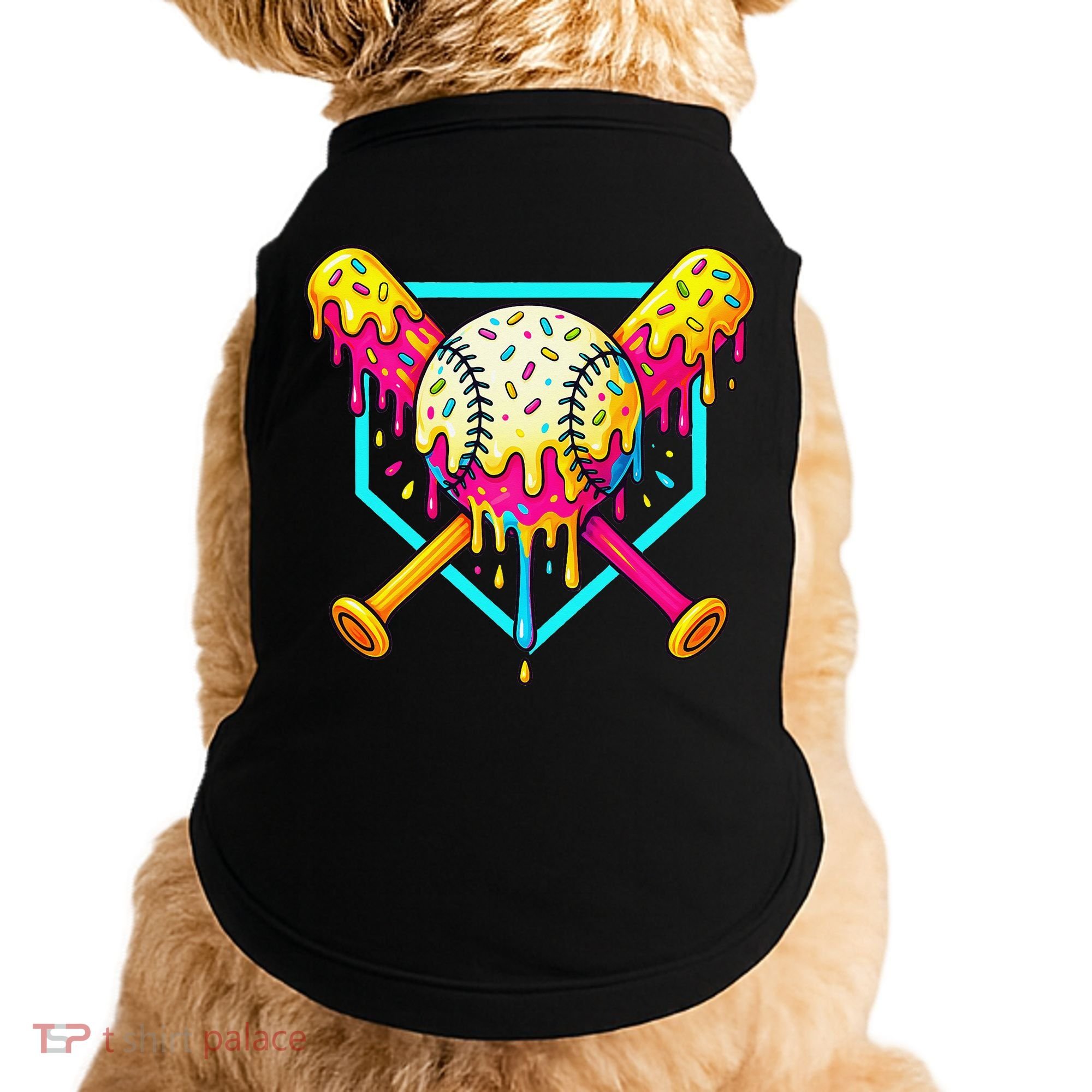 Baseball Drip For Home Plate Ice Cream Drip Sport Doggie Tank