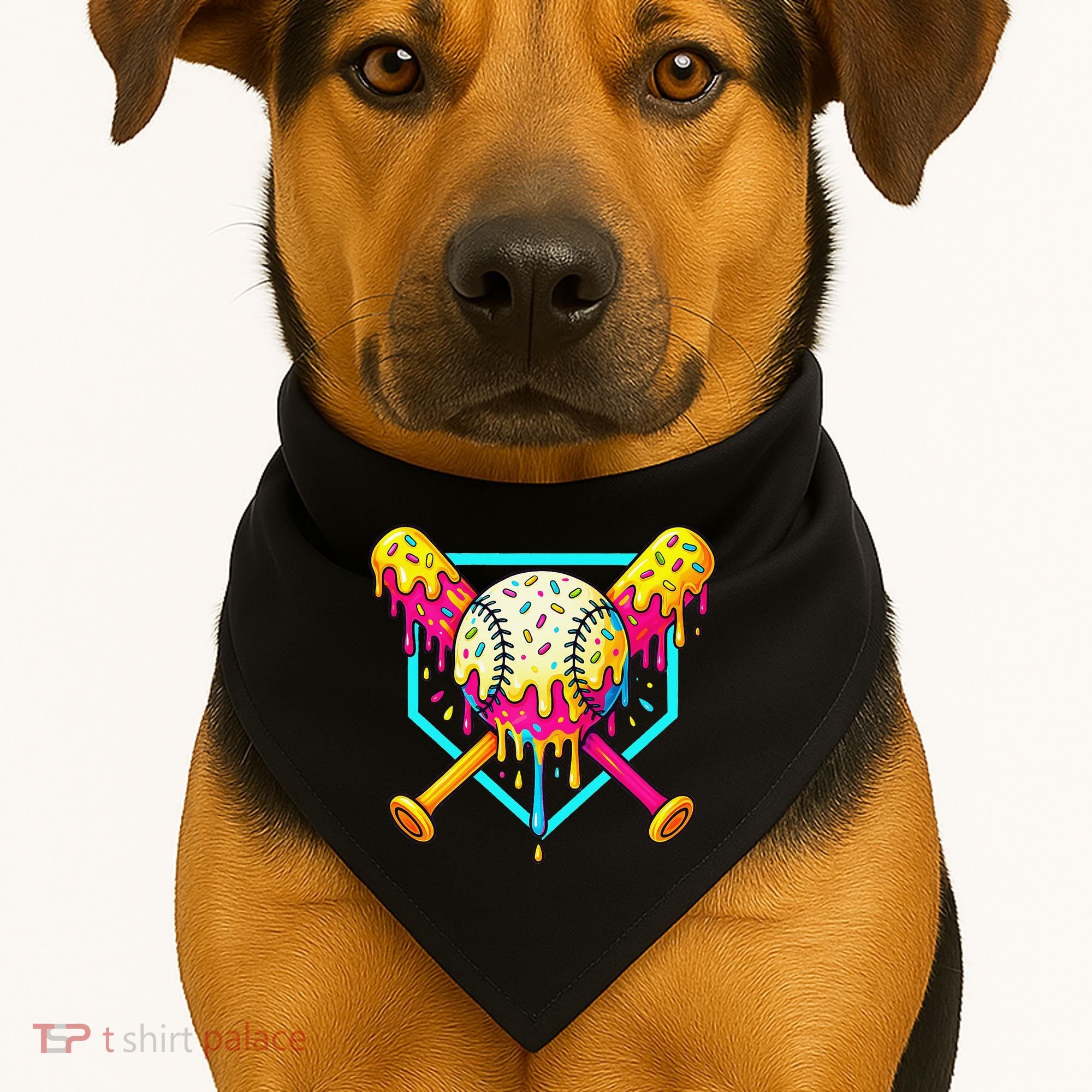 Baseball Drip For Home Plate Ice Cream Drip Sport USA-Made Doggie Bandana