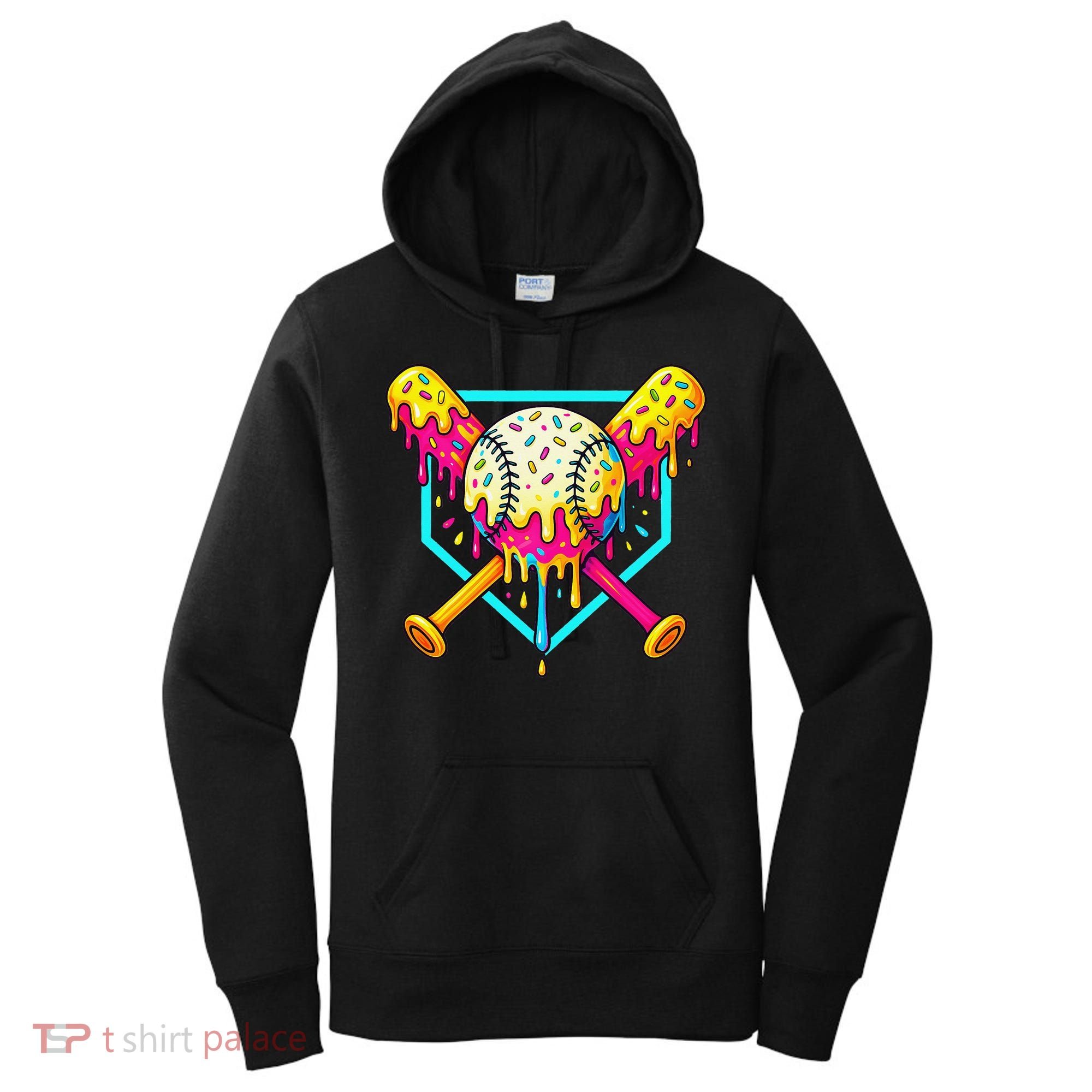 Baseball Drip For Home Plate Ice Cream Drip Sport Women's Hoodie
