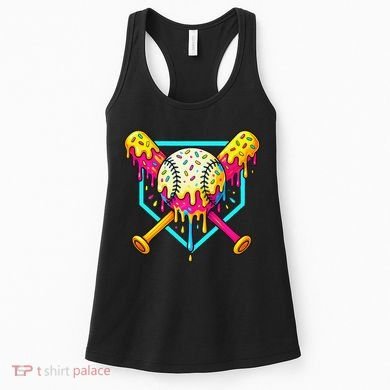 Baseball Drip For Home Plate Ice Cream Drip Sport Women's Tank Top