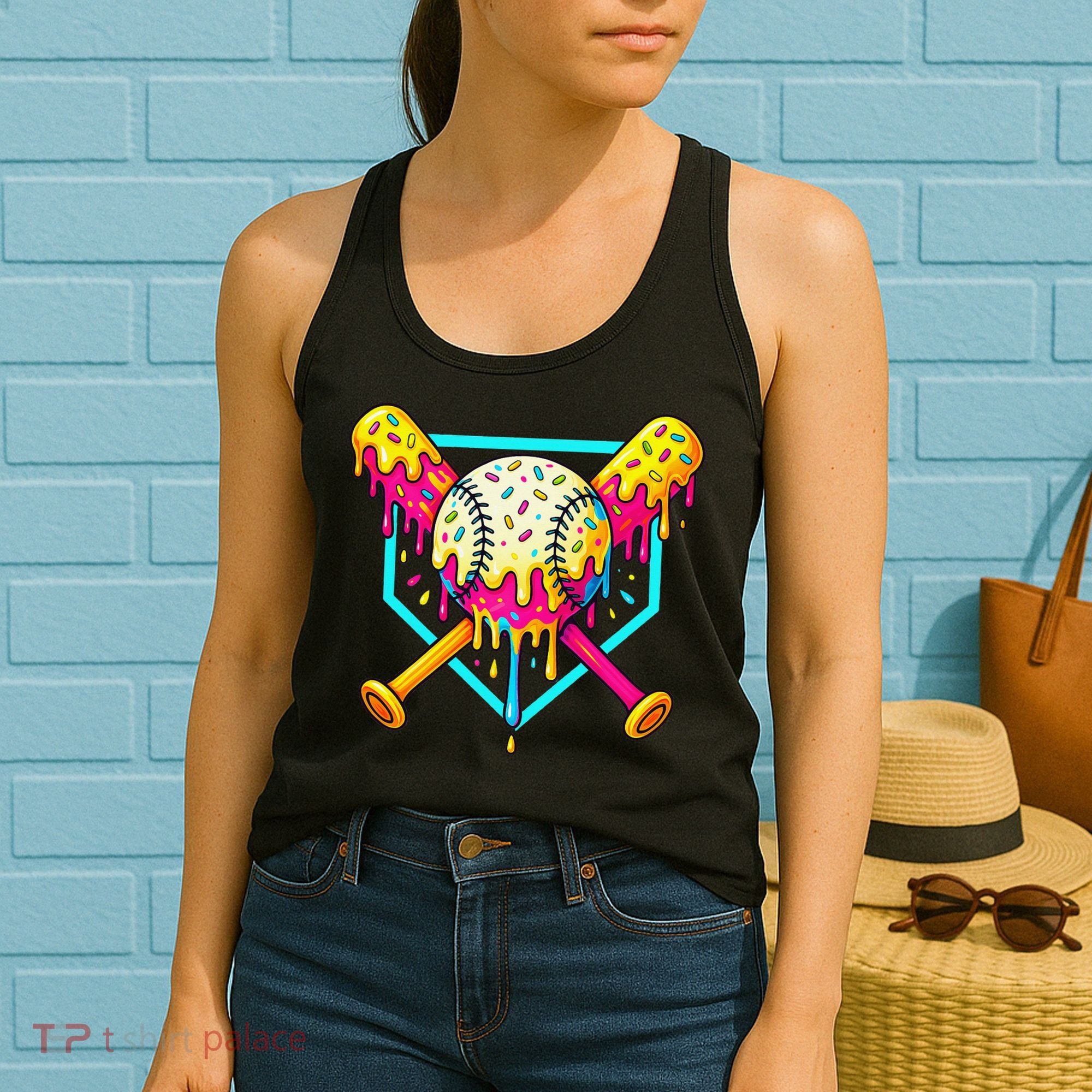 Baseball Drip For Home Plate Ice Cream Drip Sport Women's Tank Top