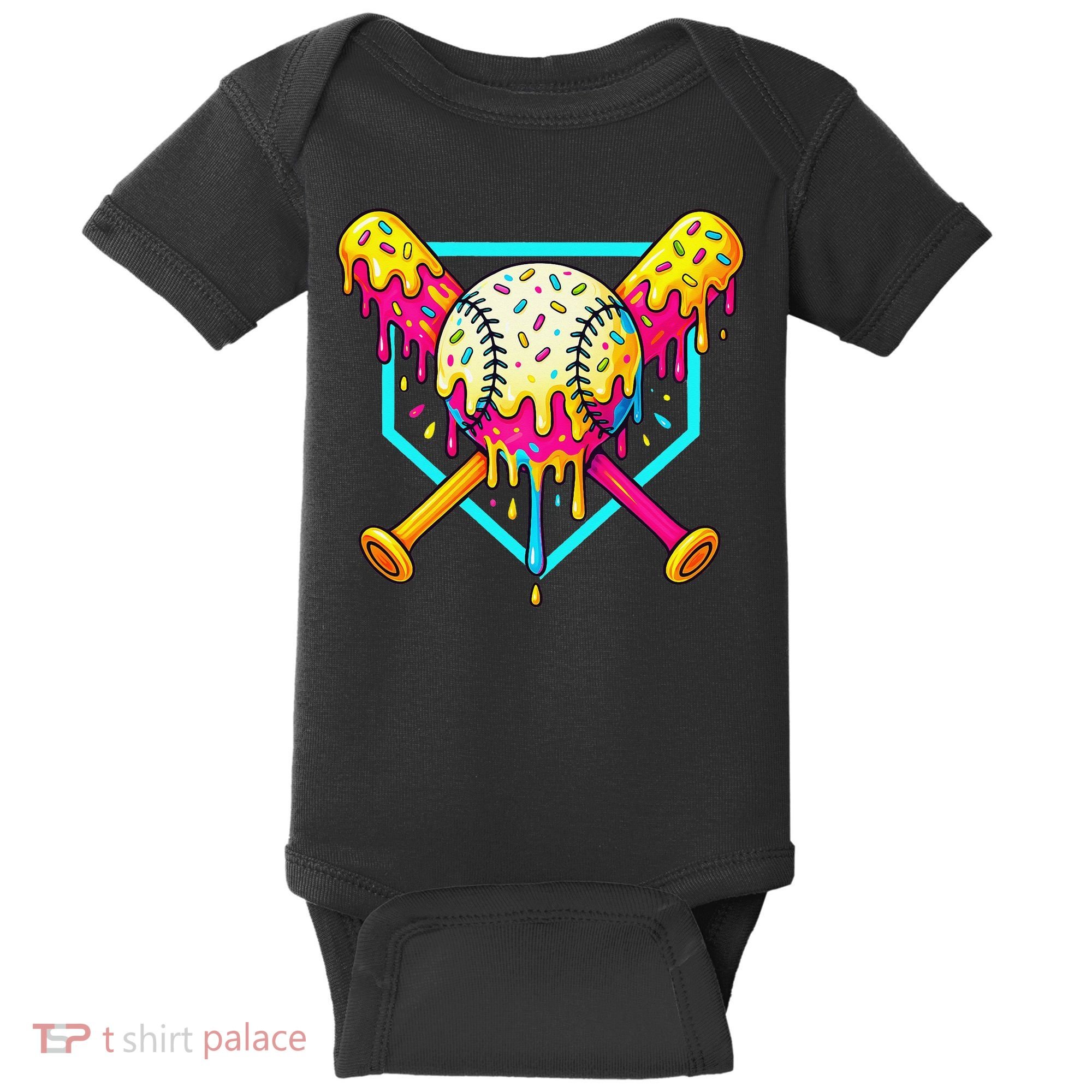 Baseball Drip For Home Plate Ice Cream Drip Sport Baby Bodysuit