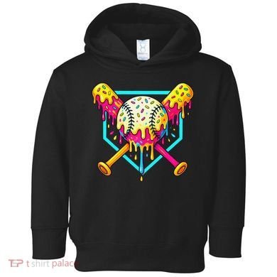 Baseball Drip For Home Plate Ice Cream Drip Sport Toddler Hoodie