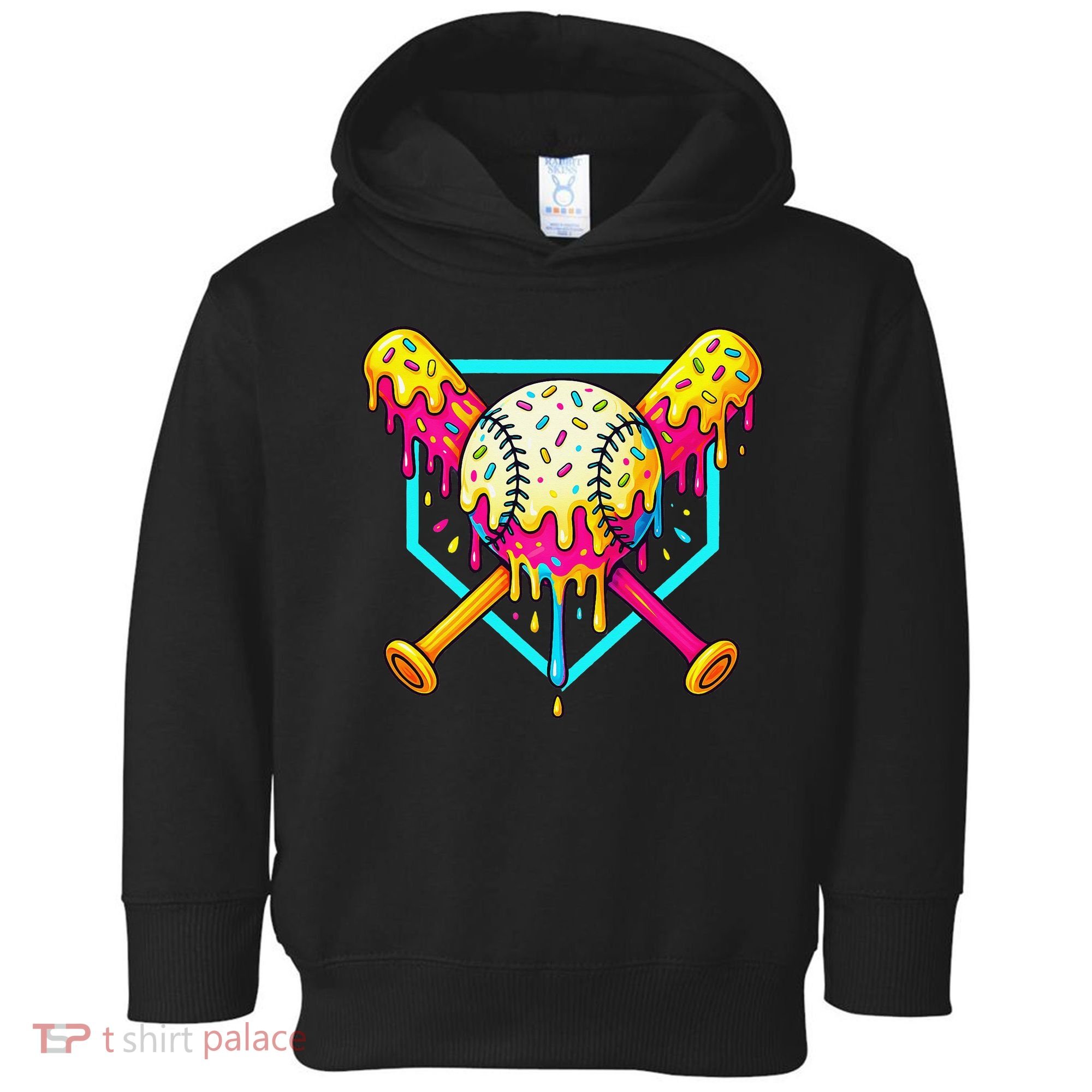 Baseball Drip For Home Plate Ice Cream Drip Sport Toddler Hoodie