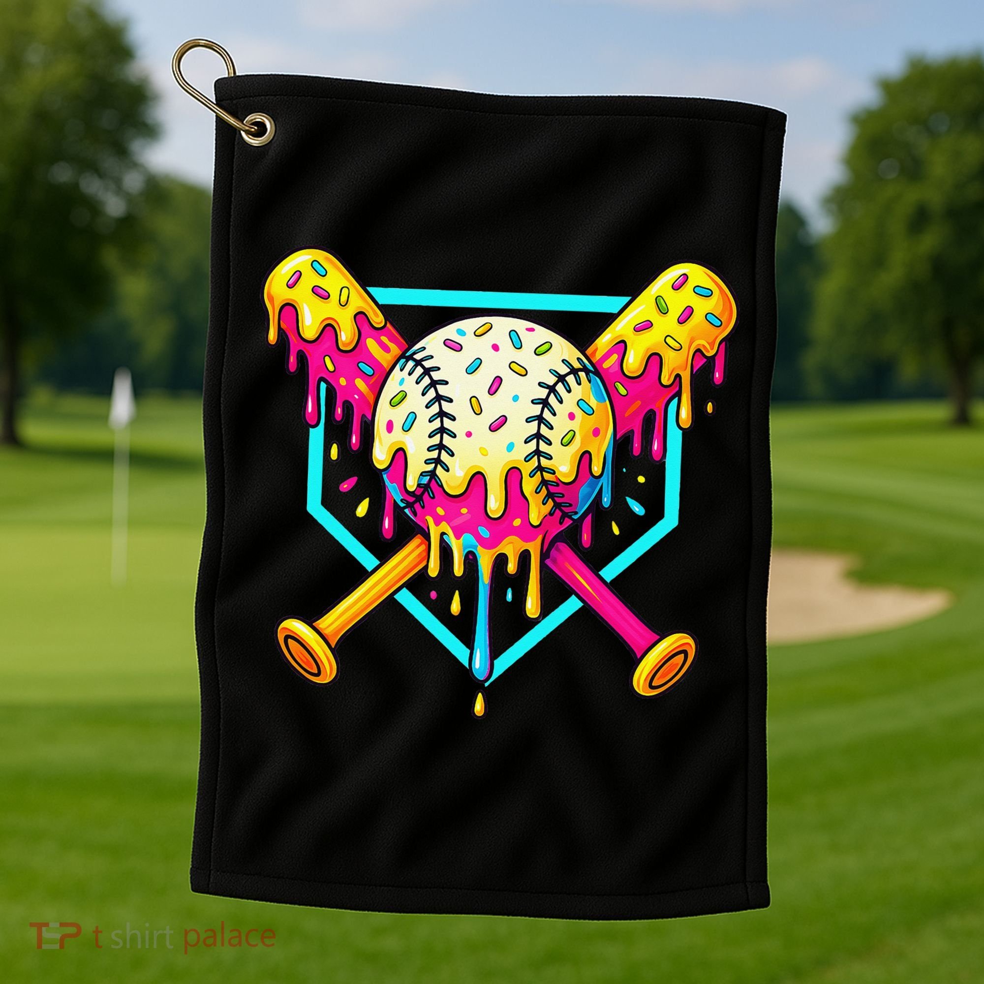 Baseball Drip For Home Plate Ice Cream Drip Sport Golf Towel
