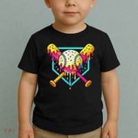 Baseball Drip For Home Plate Ice Cream Drip Sport Toddler T-Shirt thumb 2