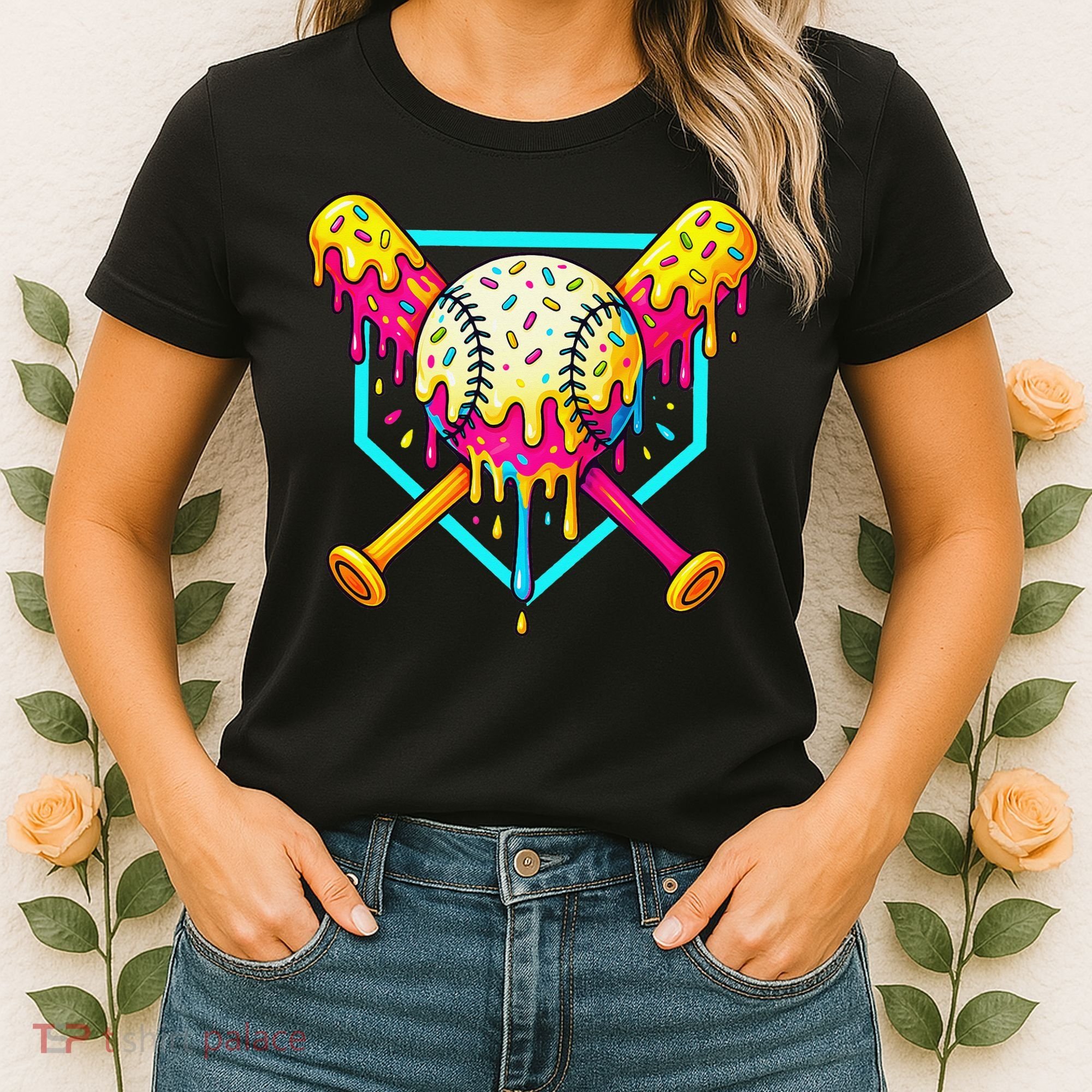 Baseball Drip For Home Plate Ice Cream Drip Sport Women's T-Shirt
