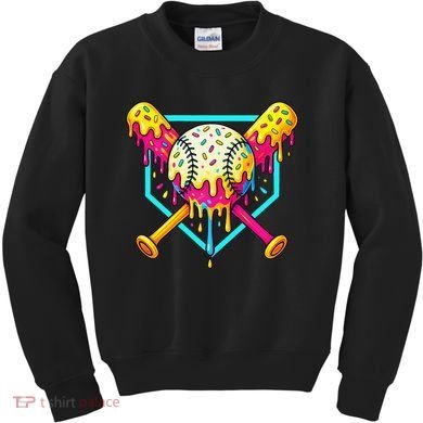 Baseball Drip For Home Plate Ice Cream Drip Sport Kids Sweatshirt