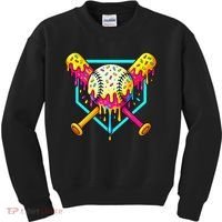 Baseball Drip For Home Plate Ice Cream Drip Sport Kids Sweatshirt thumb 0