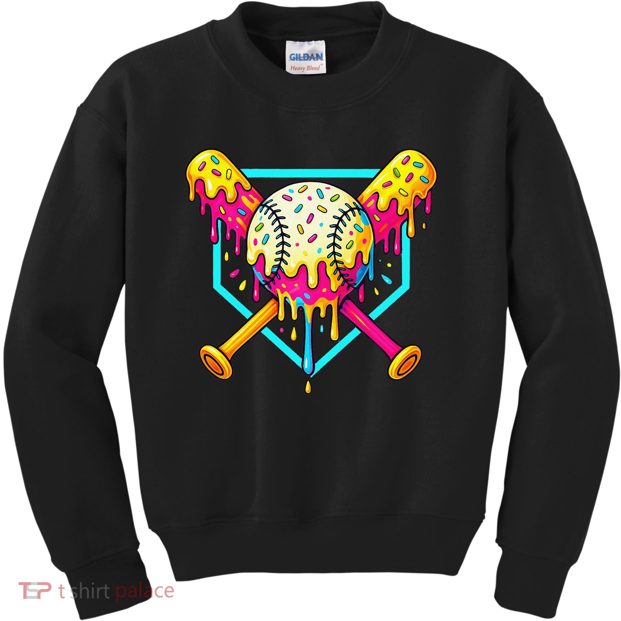 Baseball Drip For Home Plate Ice Cream Drip Sport Kids Sweatshirt