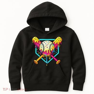Baseball Drip For Home Plate Ice Cream Drip Sport Kids Hoodie