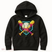 Baseball Drip For Home Plate Ice Cream Drip Sport Kids Hoodie thumb 0