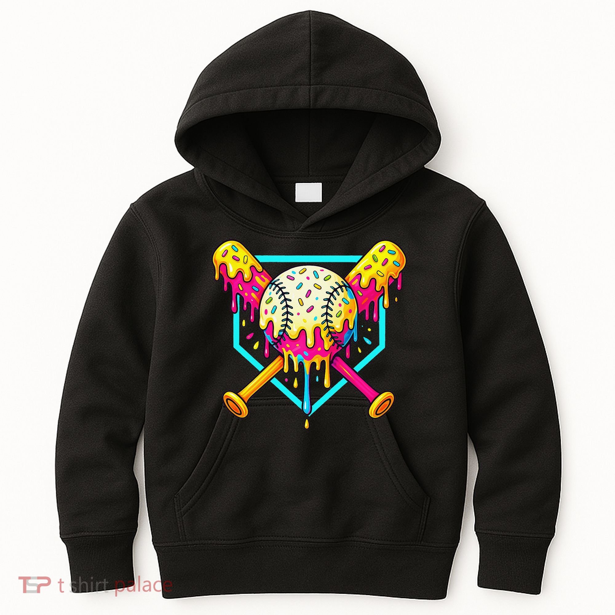 Baseball Drip For Home Plate Ice Cream Drip Sport Kids Hoodie