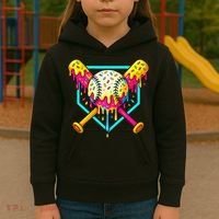 Baseball Drip For Home Plate Ice Cream Drip Sport Kids Hoodie thumb 3