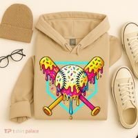 Baseball Drip For Home Plate Ice Cream Drip Sport Hoodie thumb 4