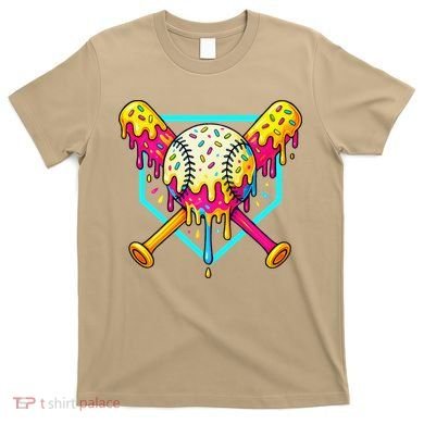 Baseball Drip For Home Plate Ice Cream Drip Sport T-Shirt