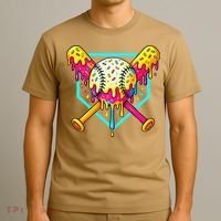 Baseball Drip For Home Plate Ice Cream Drip Sport T-Shirt thumb 3