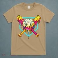 Baseball Drip For Home Plate Ice Cream Drip Sport T-Shirt thumb 5