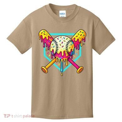 Baseball Drip For Home Plate Ice Cream Drip Sport Kids T-Shirt