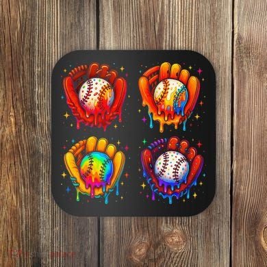 Baseball Drip Gloves Sweet Ice Cream Sprinkles Coaster