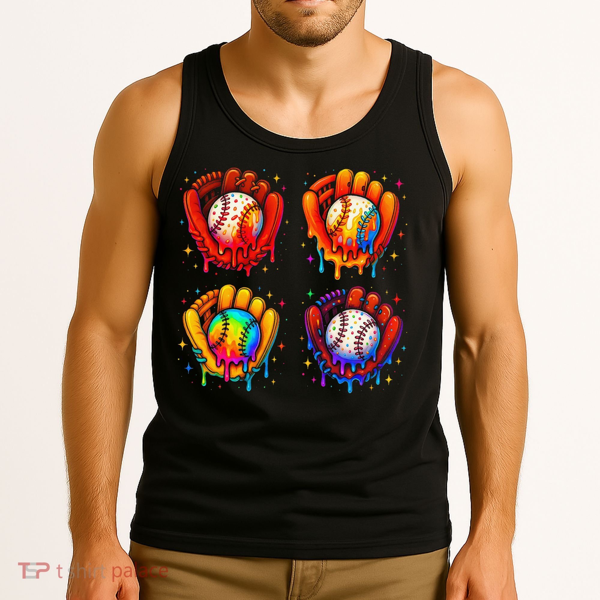 Baseball Drip Gloves Sweet Ice Cream Sprinkles Tank Top